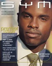 Cover of SYM Magazine’s premier issue (Sept/Oct 2011) with a man in a suit and a cover line about actors poised for stardom