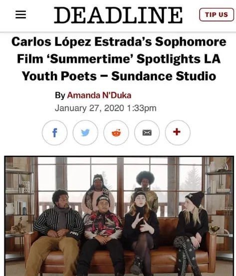 GetLit LA poets featured in SUMMERTIME (Dir by Carlos Lopez Estrada) at SUNDANCE 2020!